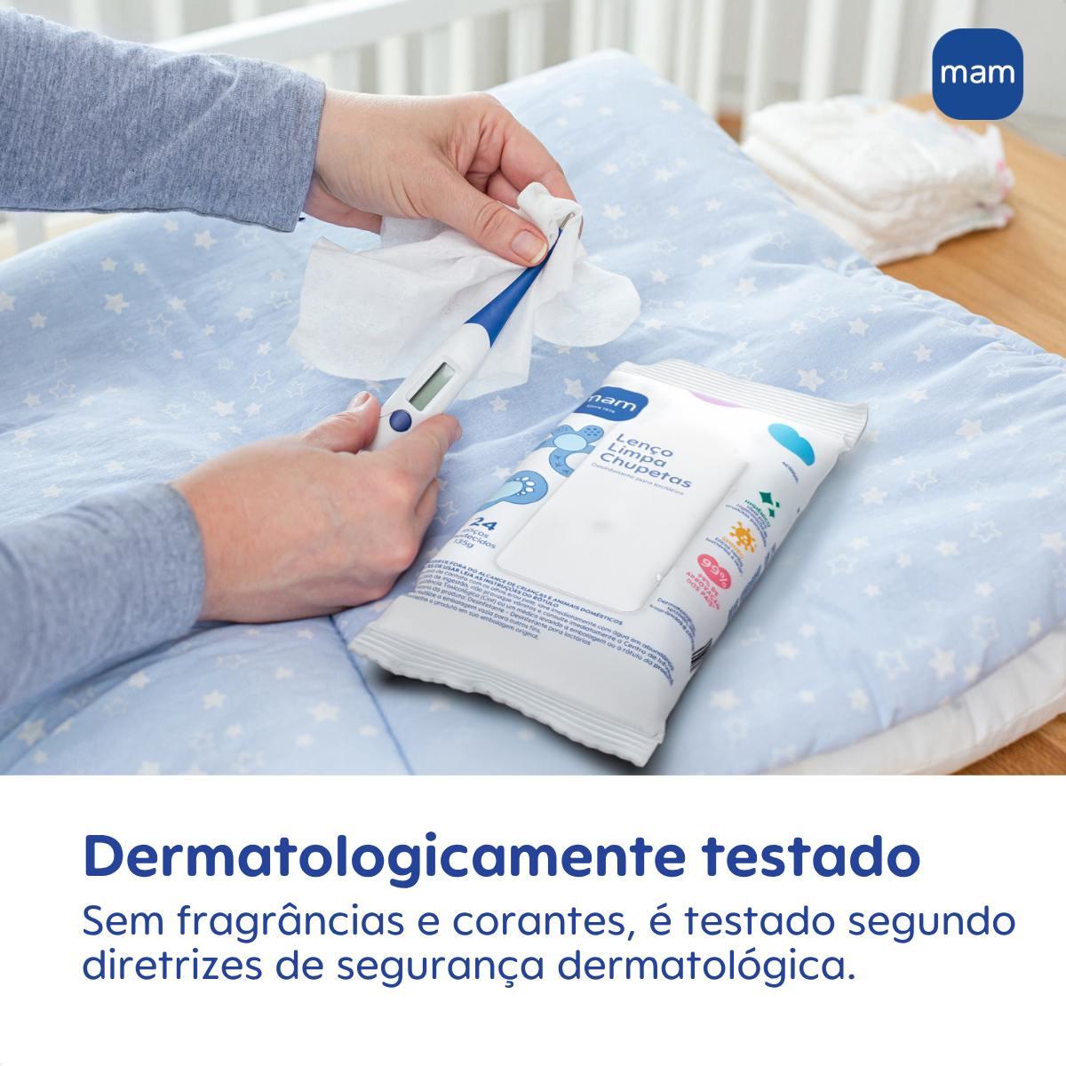 Lenço Umedecido Limpa Chupetas MAM 24 Unidades