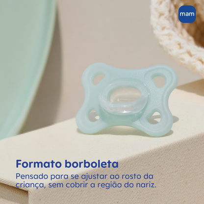Chupeta MAM Comfort 100% Silicone 0-2 Meses com Caixa Esterilizadora Embalagem Dupla
