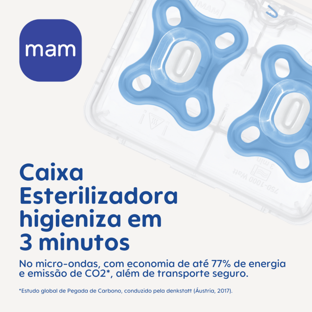 Chupeta MAM Comfort 100% Silicone 0-2 Meses com Caixa Esterilizadora Embalagem Dupla