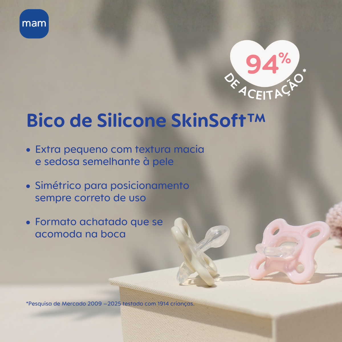 Chupeta MAM Comfort 100% Silicone 0-6 Meses Azul com Caixa Esterilizadora