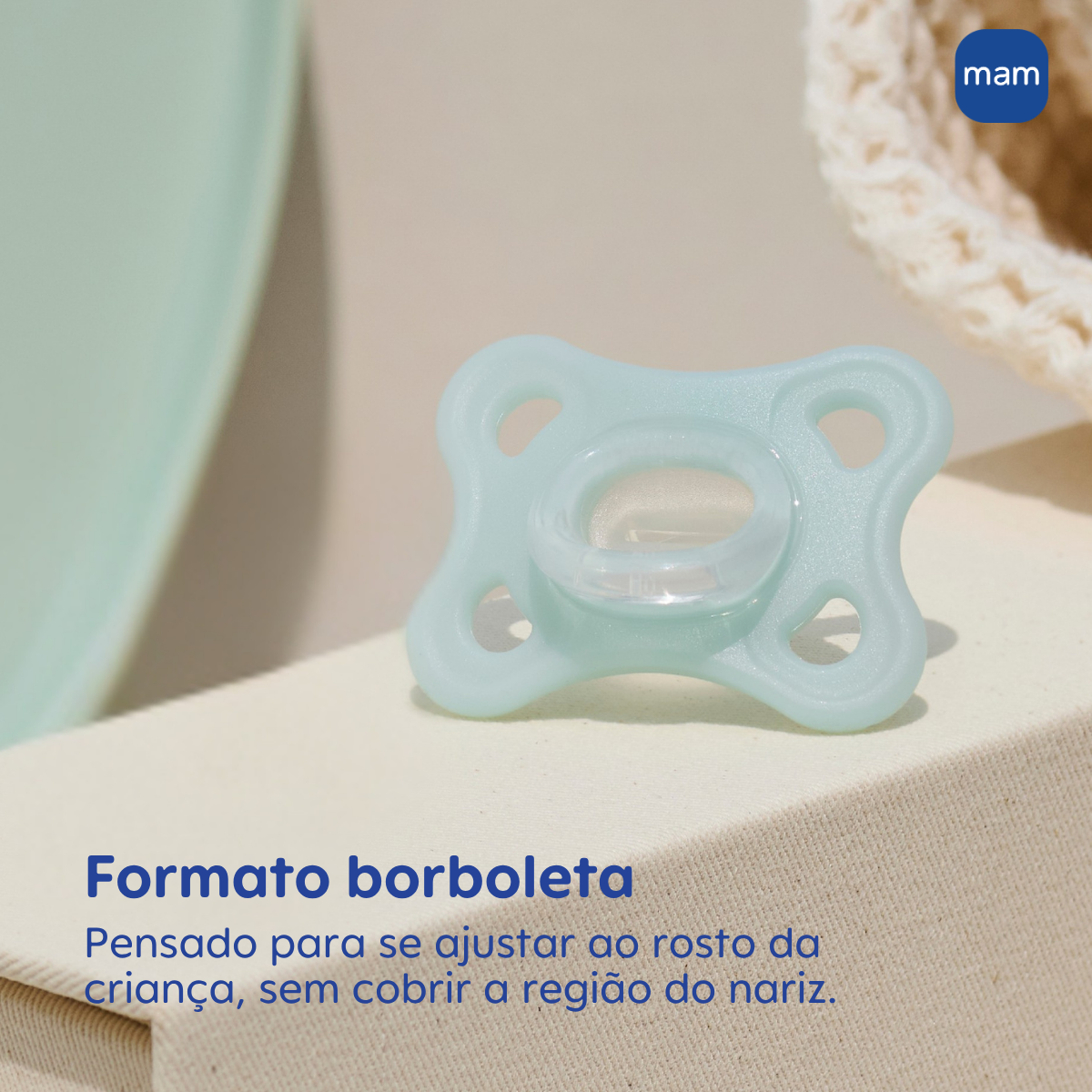 Chupeta MAM Comfort 100% Silicone 0-6 Meses Azul com Caixa Esterilizadora