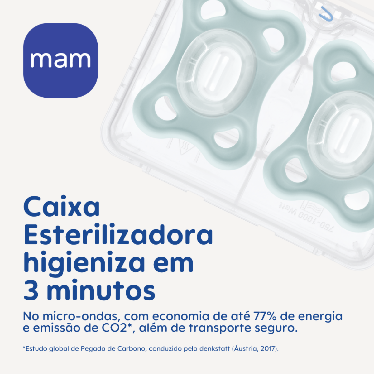 Chupeta MAM Comfort 100% Silicone 0-6 Meses Azul com Caixa Esterilizadora
