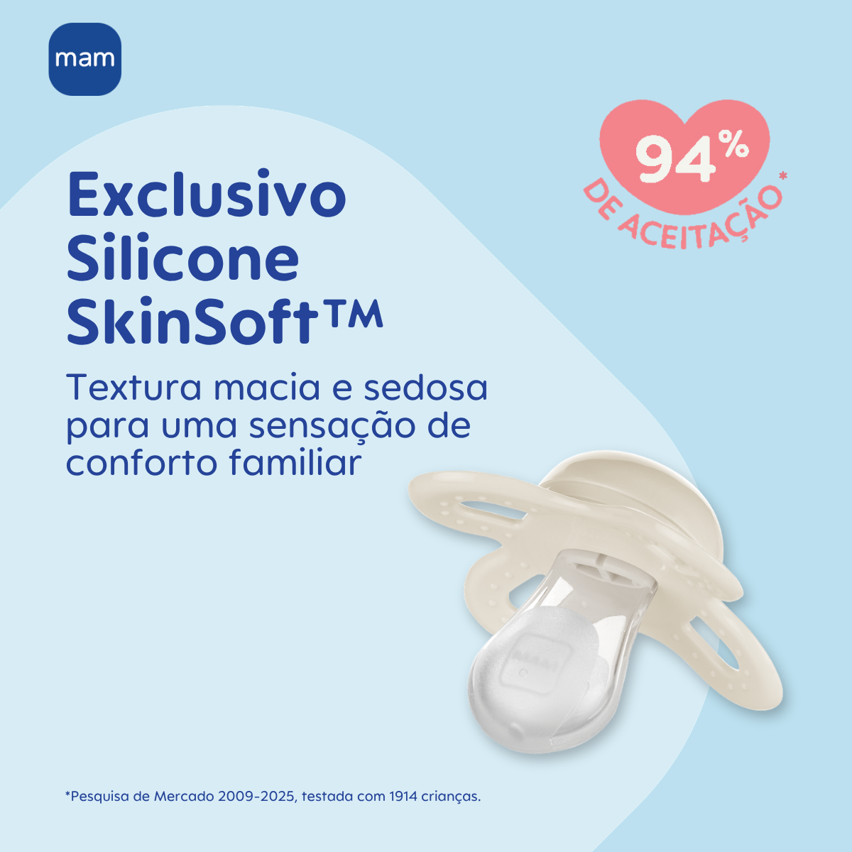 Chupeta MAM Original Start Night 0-2 Meses Lilás com Botão Brilha no Escuro e Caixa Esterilizadora