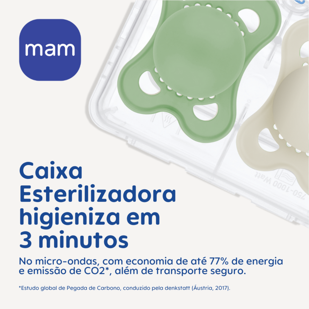Chupeta MAM Original Night 0-6 Meses Rosa com Botão Brilha no Escuro e Caixa Esterilizadora