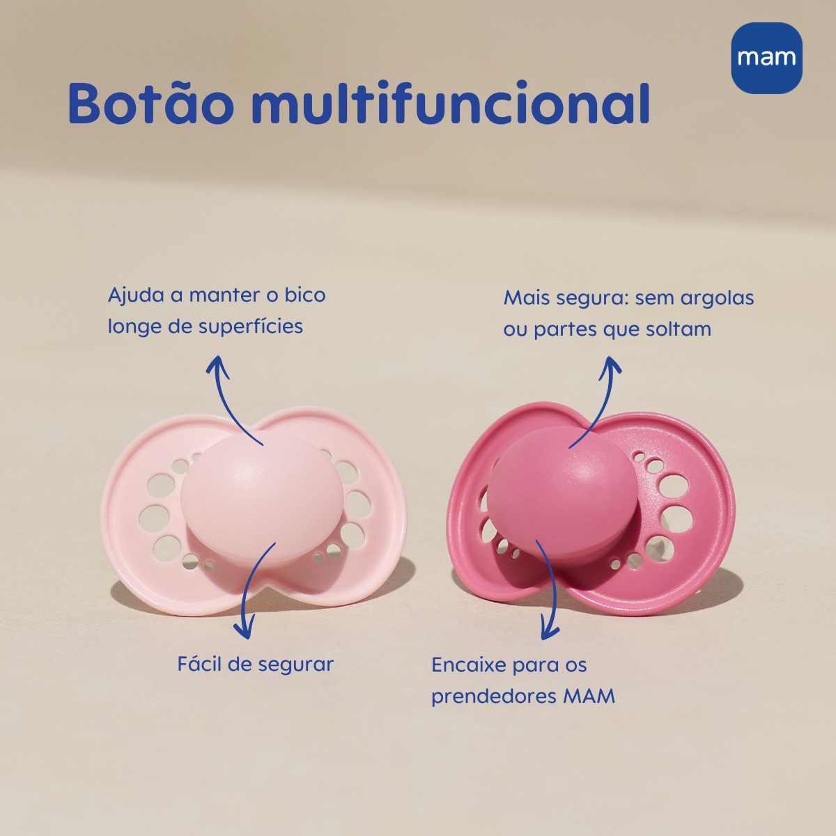 Chupeta MAM Original Night 16+ Meses Rosa com Botão Brilha no Escuro e Caixa Esterilizadora