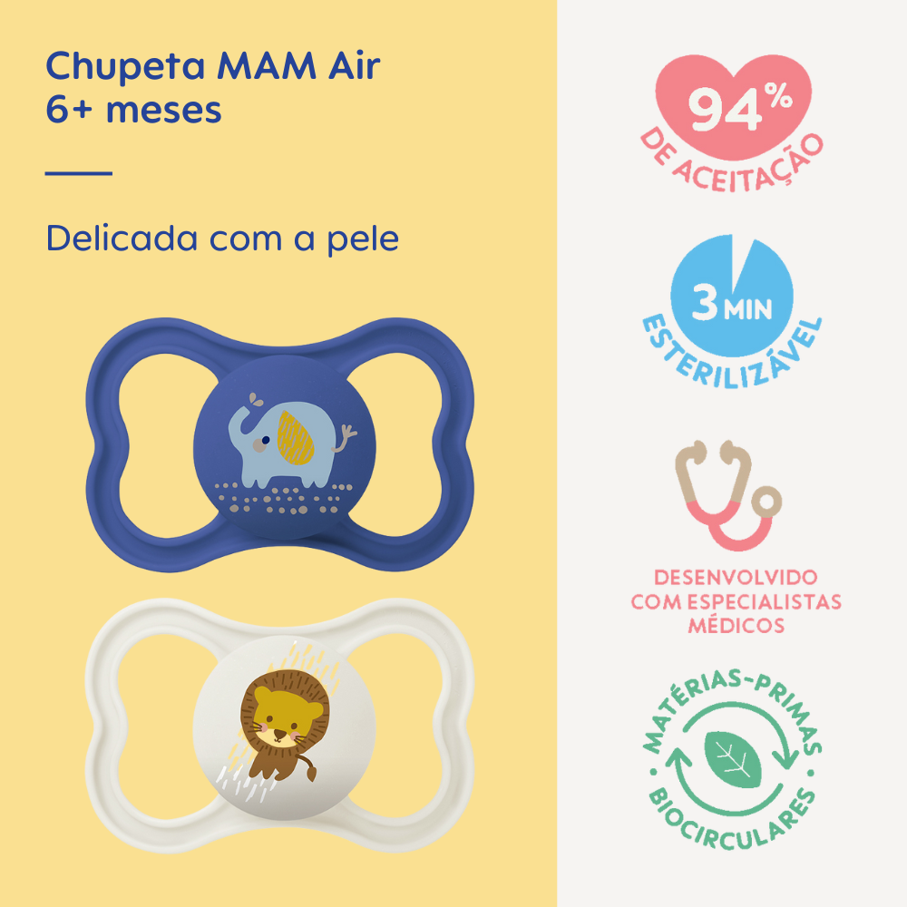 Chupeta MAM Air 6+ Meses com Caixa Esterilizadora Embalagem Dupla