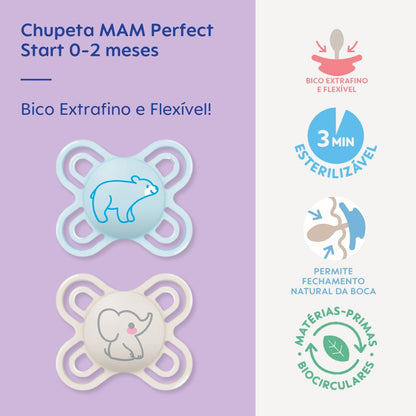 Chupeta MAM Perfect Start 0-2 Meses com Caixa Esterilizadora Embalagem Dupla