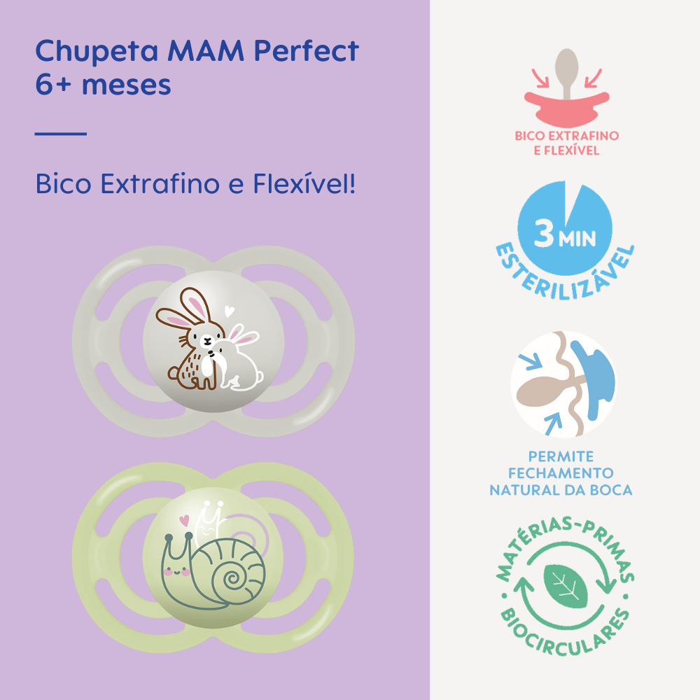 Chupeta MAM Perfect 6+ Meses com Caixa Esterilizadora Embalagem Dupla