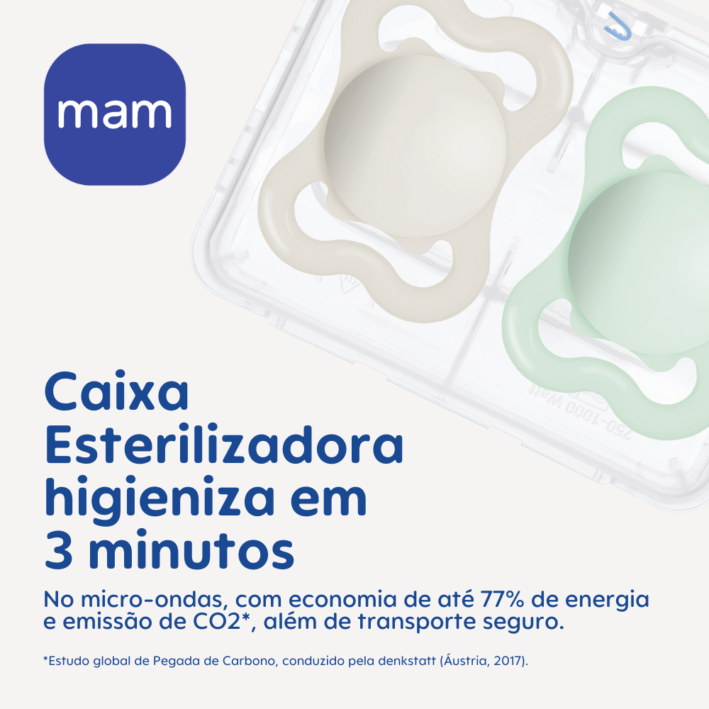 Chupeta MAM Supreme 0-6 Meses com Caixa Esterilizadora Embalagem Dupla