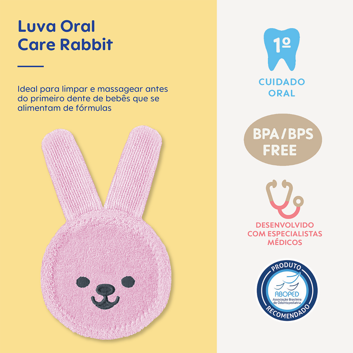Luva de Cuidado Oral Infantil MAM Oral Care Rabbit 0+ Meses Rosa
