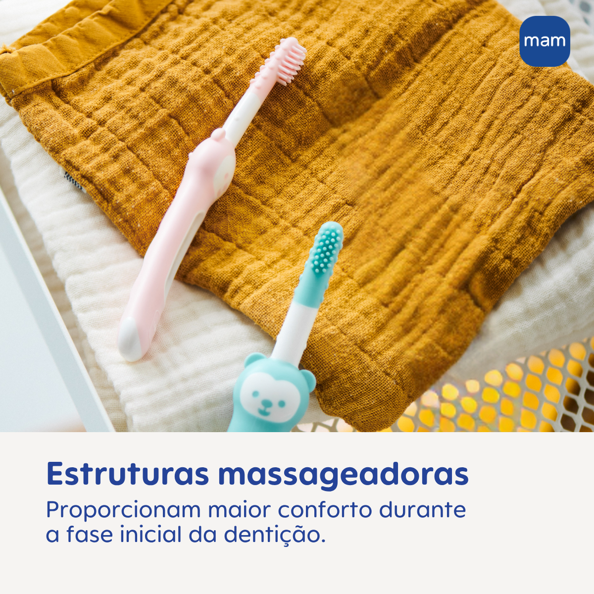 Escova Dental Massageadora MAM para Bebês 3+ Meses Rosa