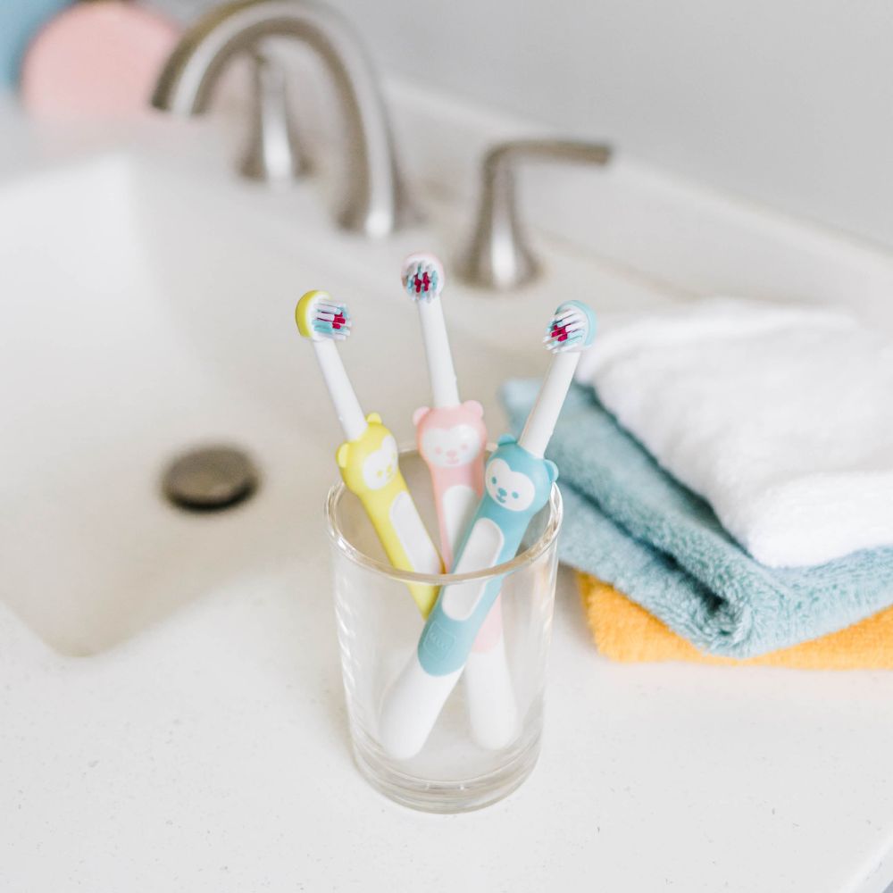 Escova Dental de Treinamento MAM para Bebês 5+ Meses Rosa