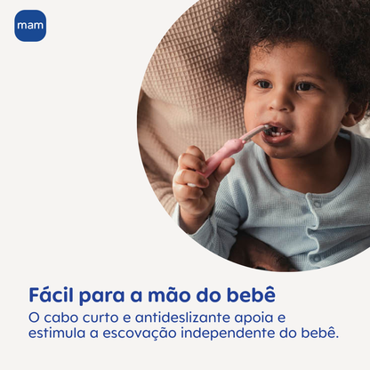 Primeira Escova Dental do Bebê MAM 6+ Meses Rosa