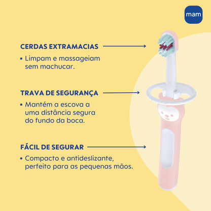 Kit Duplo Primeira Escova Dental do Bebê MAM 6+ Meses Rosa