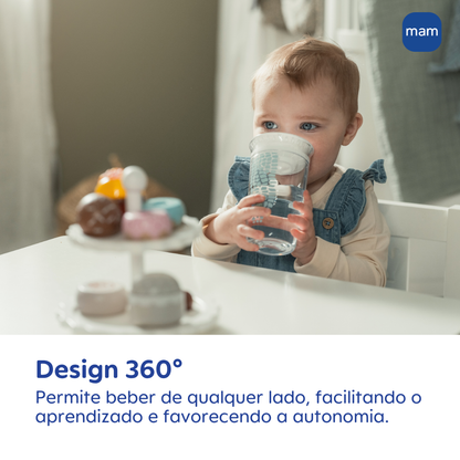 Copo de Transição 360° MAM Fácil de Beber 290ml 8+ Meses Com Tampa Neutra