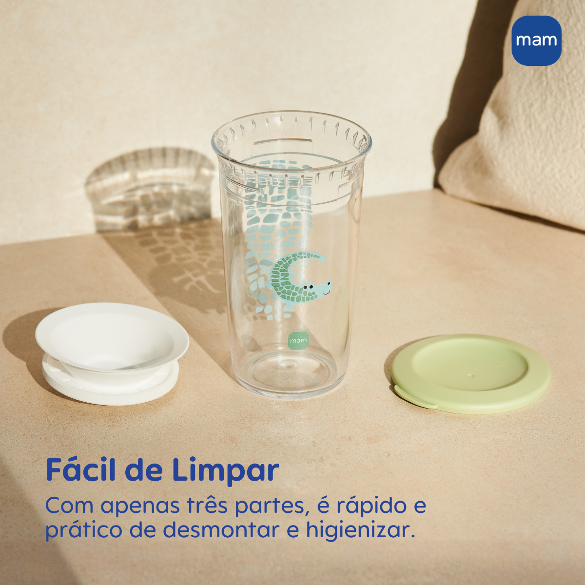 Copo de Transição 360° MAM Fácil de Beber 290ml 8+ Meses Com Tampa Neutra
