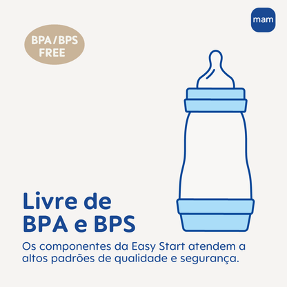 Mamadeira MAM Easy Start 130ml Anticólica e Autoesterilizável 0+ Meses Azul