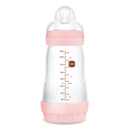 Mamadeira Mam Easy Start 260ml Anticólica e Autoesterilizável 2+ Meses Rosa