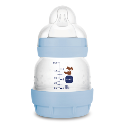 Kit 2 Mamadeiras MAM Easy Start - Starter Set 130ml + 260ml Anticólica e Autoesterilizável 0+ Meses Azul