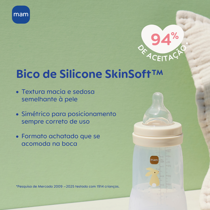 Kit 2 Mamadeiras MAM Easy Start - Starter Set 130ml + 260ml Anticólica e Autoesterilizável 0+ Meses Neutro