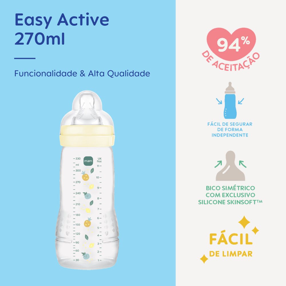 Mamadeira Mam Easy Active 270ml 2+ Meses Neutra