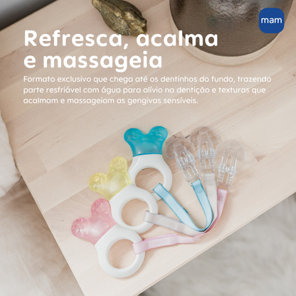 Mordedor para Bebê MAM Mini Cooler com Clip 4+ Meses Azul